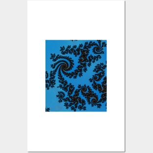 Black and blue floral pattern Posters and Art